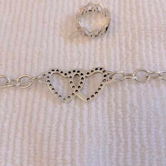 Coach Double Heart Bracelet & Interlocking Heart Ring Sterling Silver Set! - Picture 2 of 12